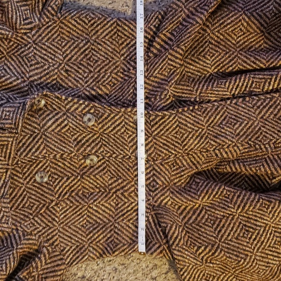 Free People brown 70s print geometic peplum blanket jacket womens 10 - Picture 9 of 12